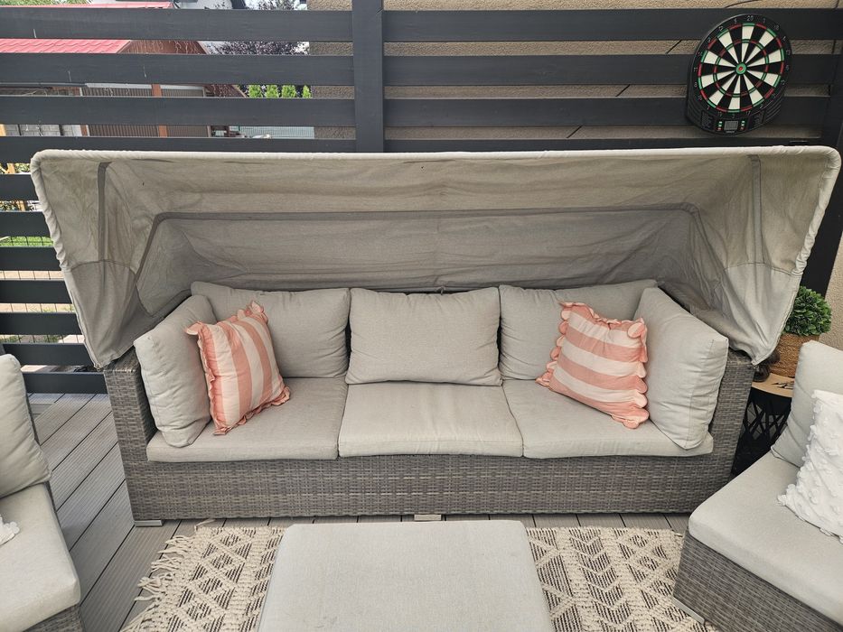 Komplet mebli ogrodowych / tarasowych – sofa + 2 fotele + stolik