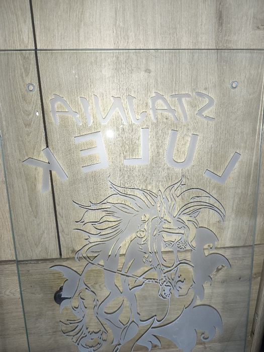 Duży Szyld Szkło szyba Grawer Stajnia