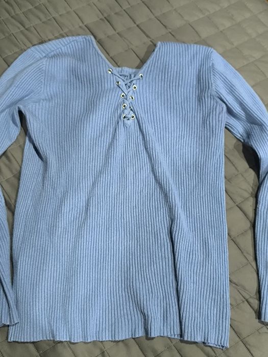 Sweterek prążkowany bluzka super skład welna kaszmir wiskoza