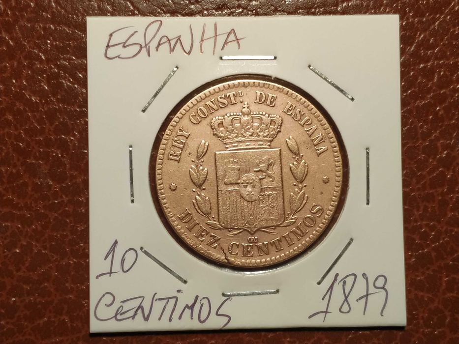 A620 moeda de 10 centimos de 1879 Espanha