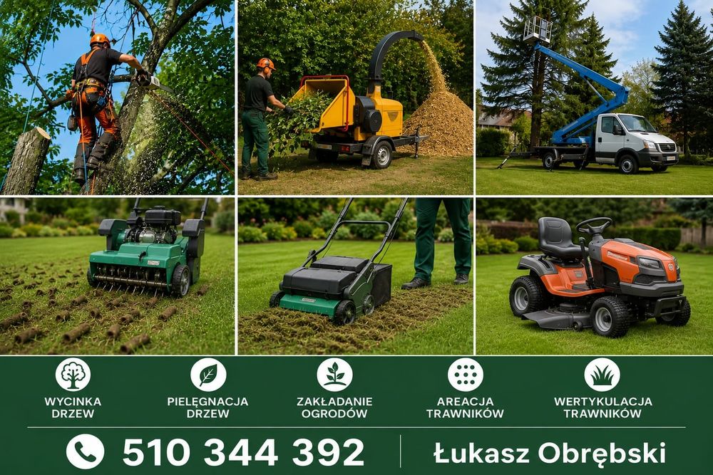Zakładanie ogrodów, trawników,wycinka drzew, aeracja,wertykulacja