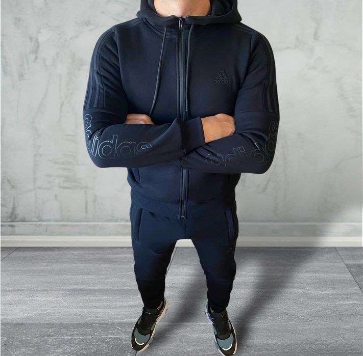 Теплий спортивний чоловічий костюм Adidas з капюшоном