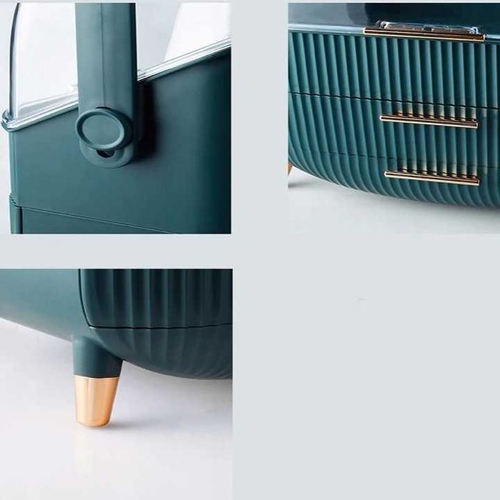 Kuferek na kosmetyki organizer damski akryl zielony