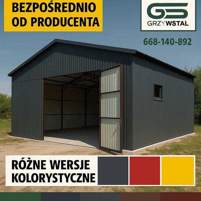 Garaż Jednospadowy |Blaszak ocynkowany|Hala|Wiata|Magazyn  – GRZYWSTAL