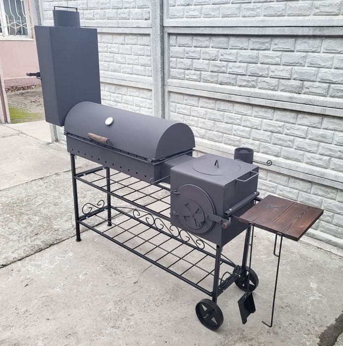 5 мм! Мангал Коптильня з пічкою ( піч буржуйка) під Казан