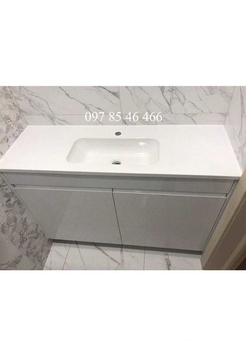 Умивальник суцільний і стільниця над пральною машиною + тумба дзеркало