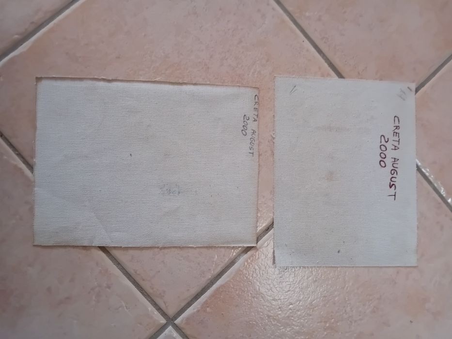 2 telas de autor, pinturas a óleo, ano 2000, ilha Creta Grécia, medidas: 18cm largura 24,5cm altura. 22cm largura 18cm altura