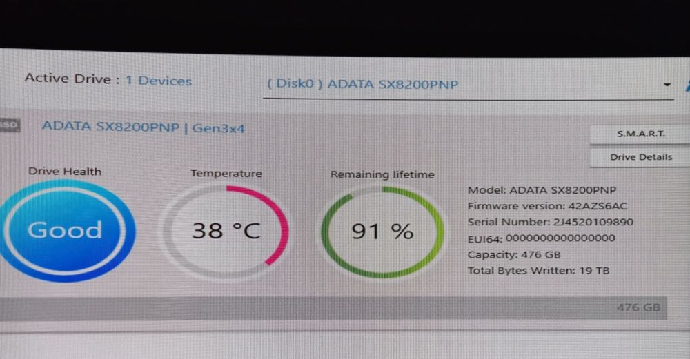 Dysk SSD 512GB adata xpg sx8200pnp