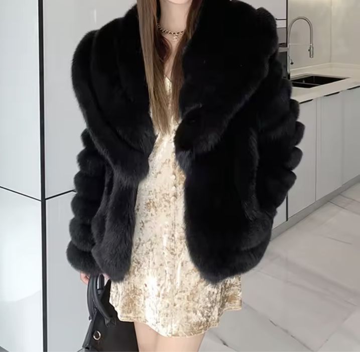 Kontantto czarne futro kurtka z lisow xs-xl