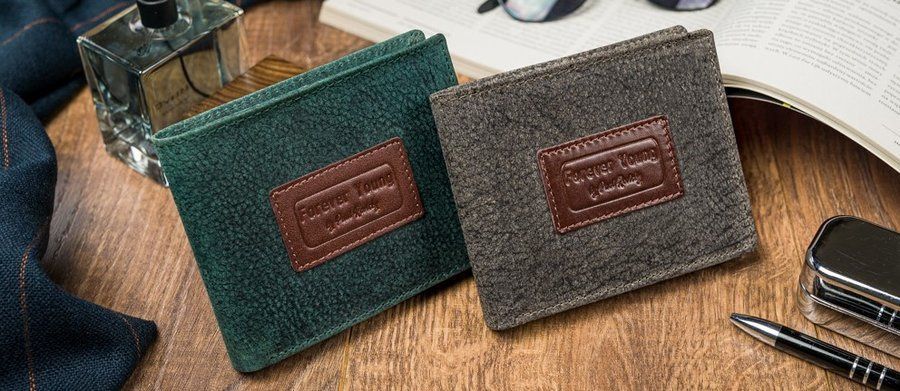 piękny kolorowy portfel męski ze skóry naturalnej - forever young®