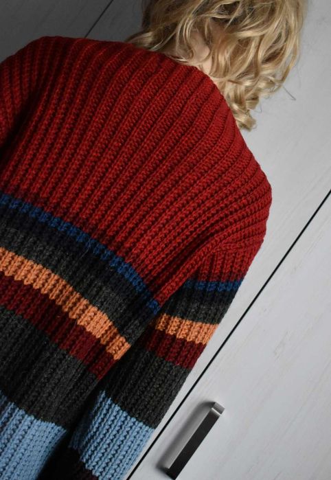 Sweter wełniany 42 XL XXL kardigan zasuwany wełna alpaka ciepły zimowy