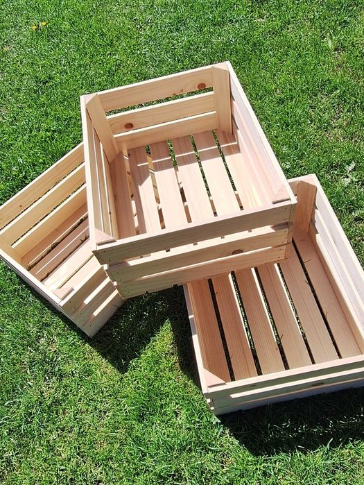 Drewniane skrzynki 50x40x22cm, mocne, lite drewno