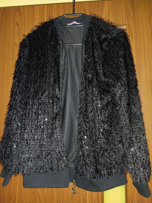 Narzutka nowa czarna cekiny bluza M,L