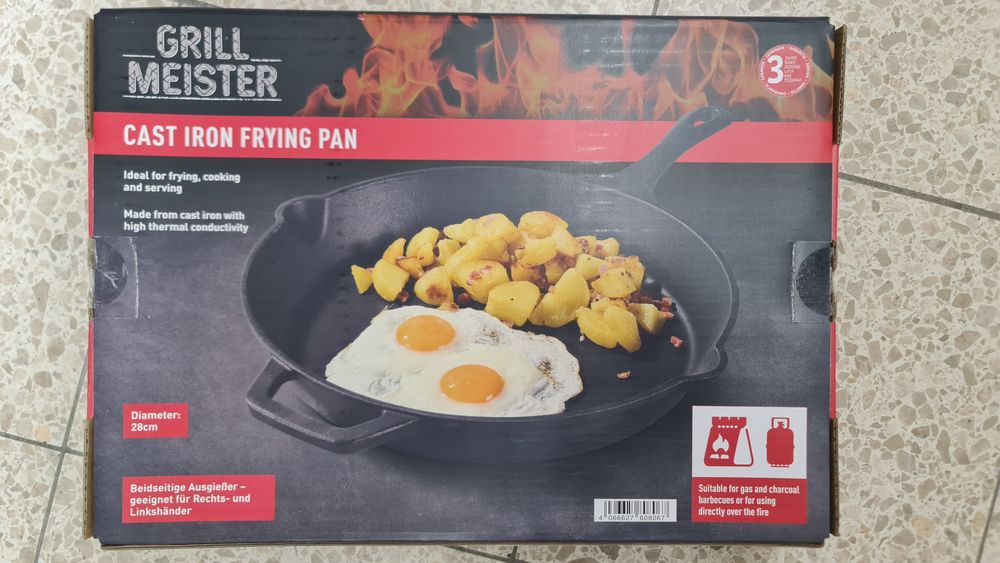 Patelnia żeliwna grillowa. Grill Master. 28cm. Okazja