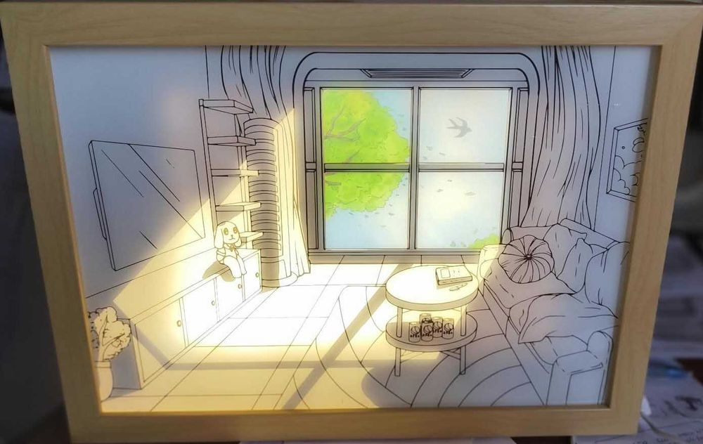 Quadro Decorativo Iluminado com 3 Cores de LED