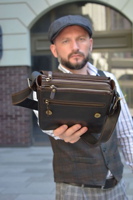 Сумка шкіряна кожаная подарунок хлопцю чоловіку подарок мужчине парню