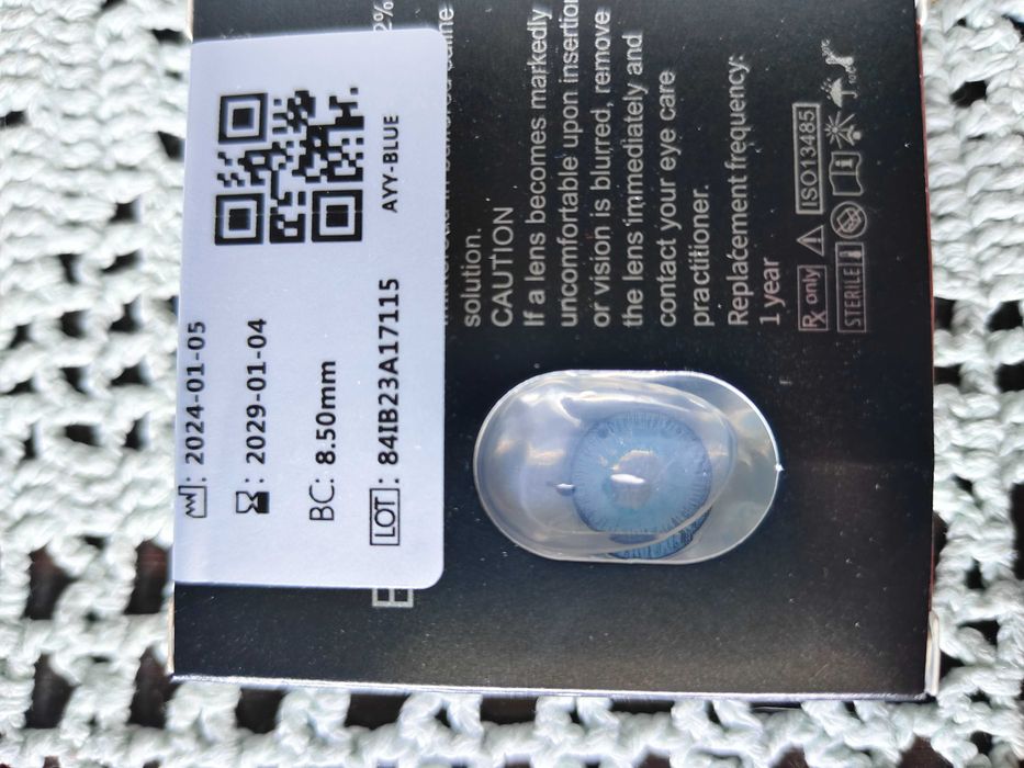 soczewki kolorowe niebieskie zero roczne + gratis