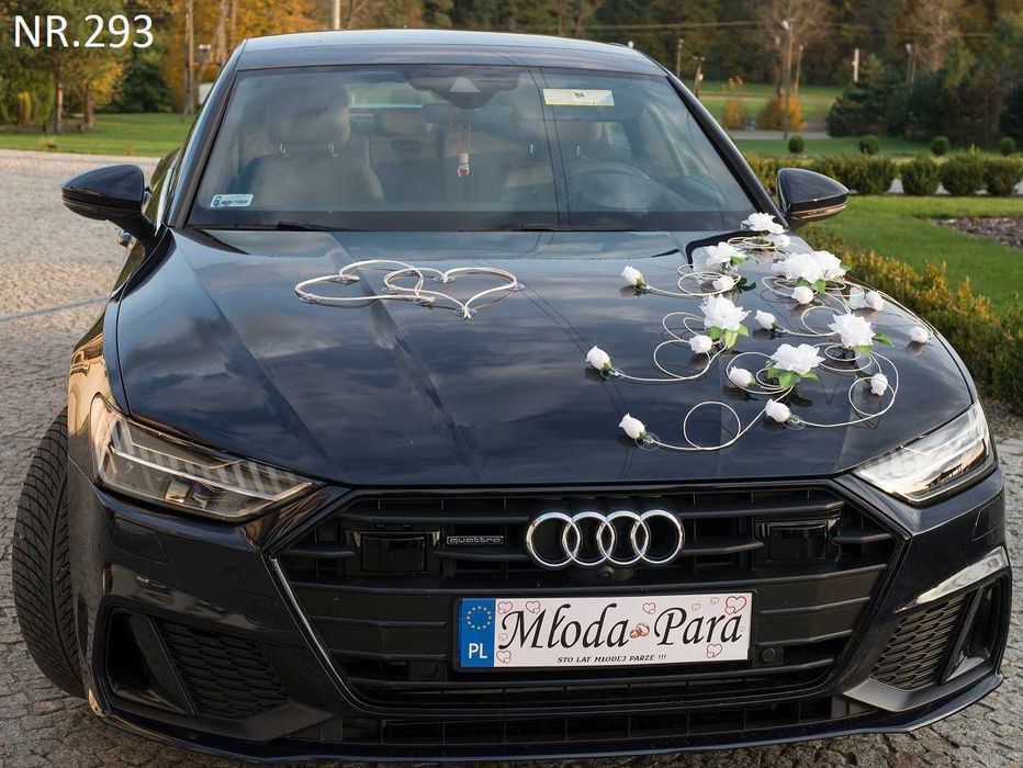 Dekoracje ozdoby ślubne na auto-samochód do ślubu.KOLORY 293