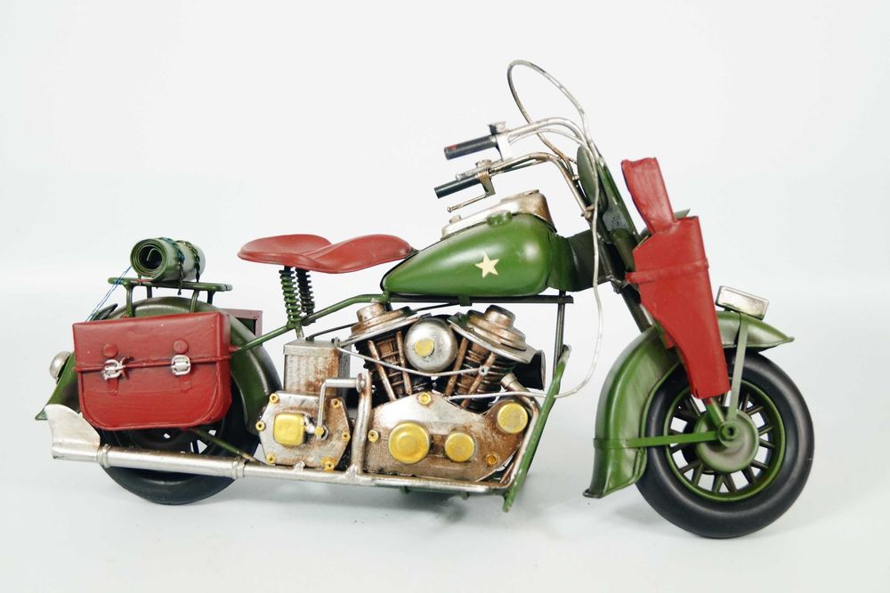 Metalowy pojazd - motocykl wojskowy model rekwizyt
