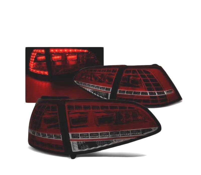 FAROLINS TRASEIROS LED VOLKSWAGEN VW GOLF 7 12-17 LOOK GTI VERMELHO CROMADO ESCURECIDO