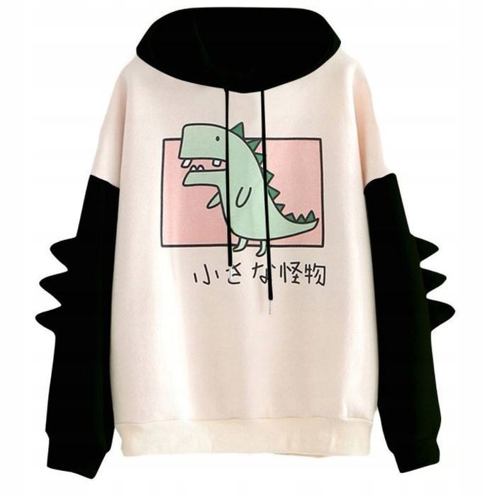 Damska Bluza z Kapturem Japoński Dinozaur - S