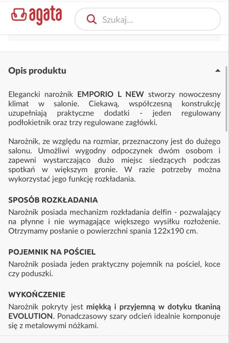 Narożnik EMPORIO L NEW rozkładany ecru jasny