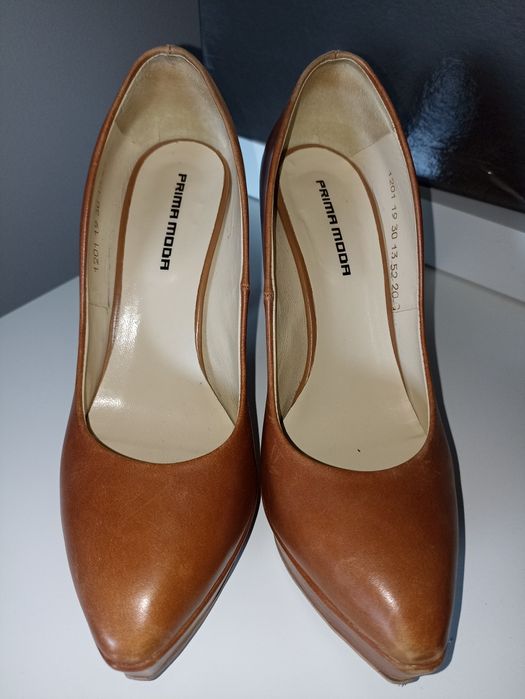 Szpilki Prima Moda 37 skóra camel