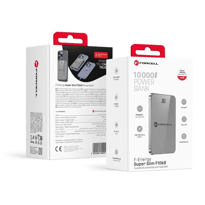 Powerbank indukcyjny Forcell SuperSlim F10K8 Szary