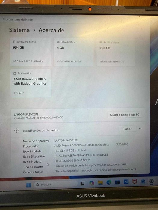 Portátil ASUS Vivobook Pro M6500Q