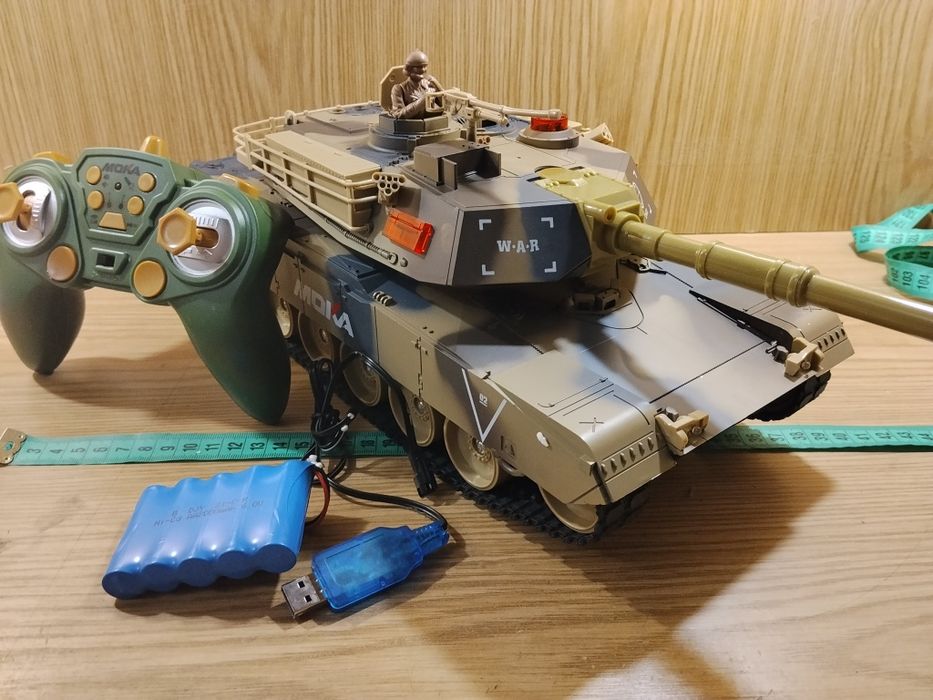 Танк M1A2 на пульте радиоупр. Moka аккум. 6V, воин свет звук трещетка