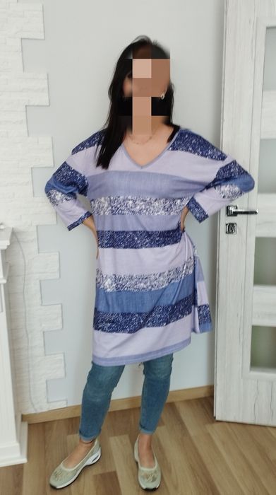 Sukienka damska tunika długi rękaw MIDI 2XL