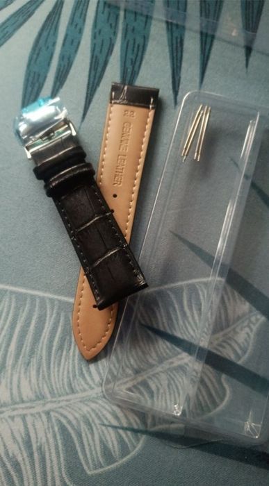 Czarny skórzany pasek do zegarka 22mm