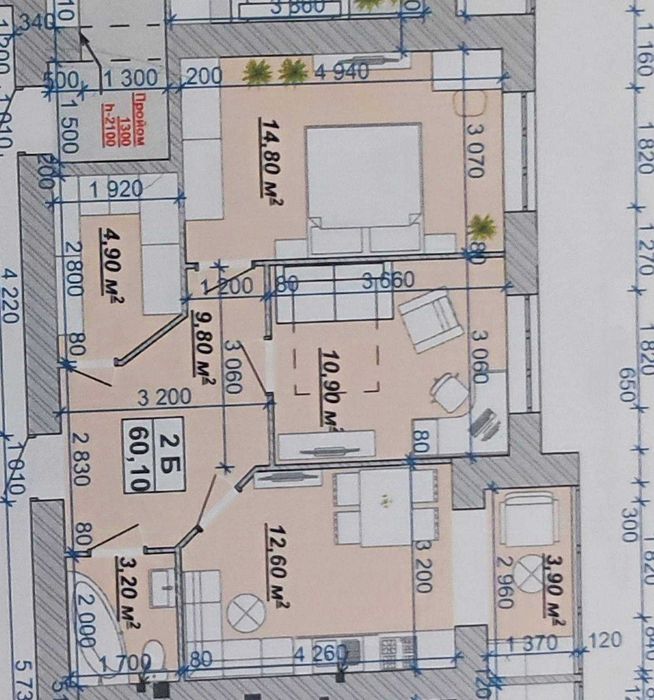 Продам, 2-кімнатан, ЖК КНЯГИНЕН, 60м.кв., підземний паркінг