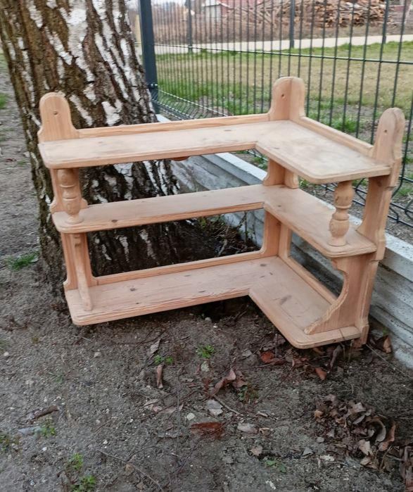 Półka drewniana narożna/ lite drewno