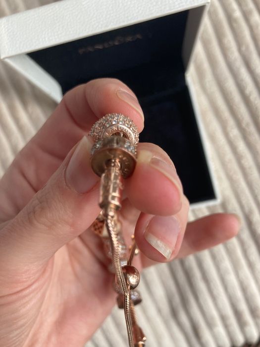 Bransoletka Pandora rose Gold charmsy 11 sztuk