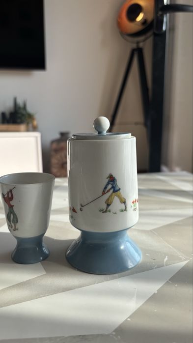 Vista Alegre – Conjunto Vintage Golf | Taça para Ovo + Pote com Tampa