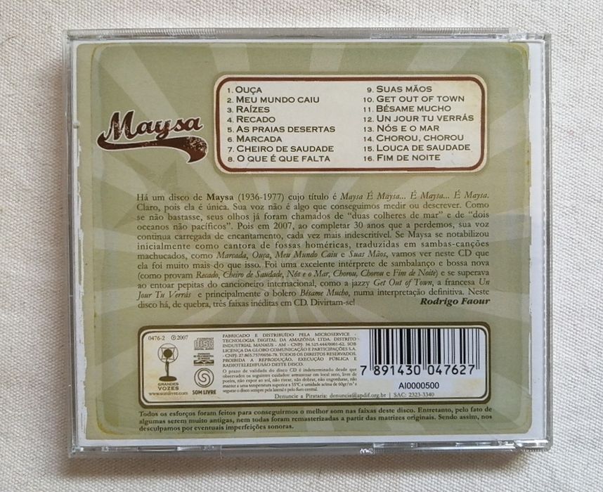 3 CDs cantora Maysa