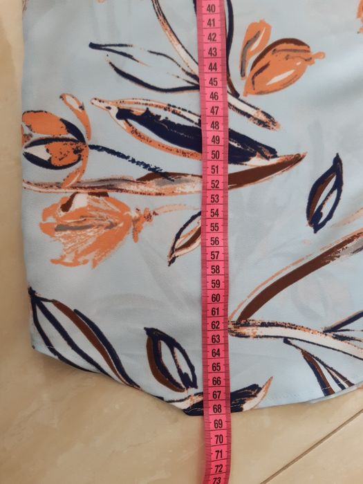 Bluzka koszula na lato jasno niebieska wzór kwiaty M&S Classic 42 44