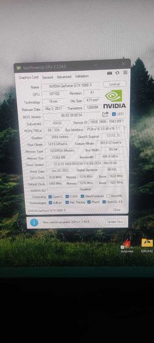 Відеокарта Palit GameRock Nvidia GTX 1080 TI 11gb
