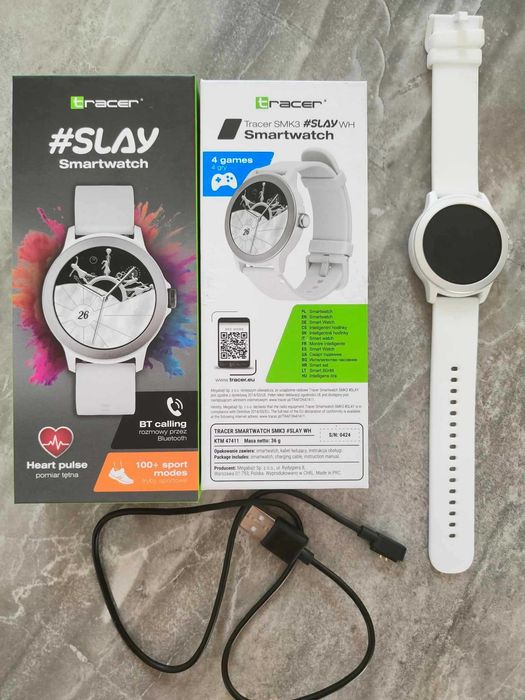 NOWY biały SMARTWATCH sportowy Tracer SMK3 #Slay WH