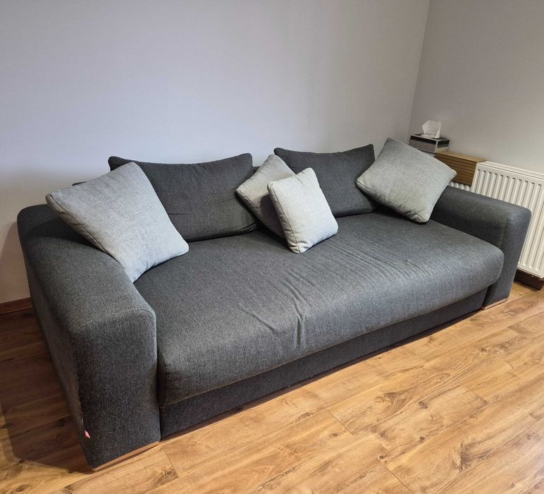 Duża szara rozkładana sofa BRW
