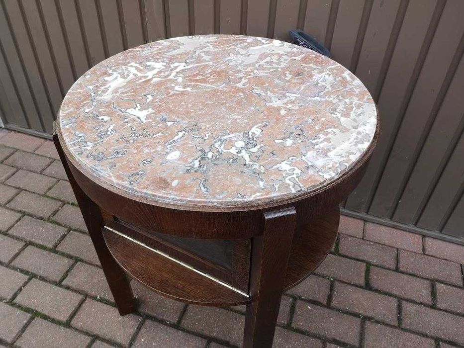 Stolik Barek Okrągły ART-DECO Dębowy Stary Antyk Po Renowacji Okazja.