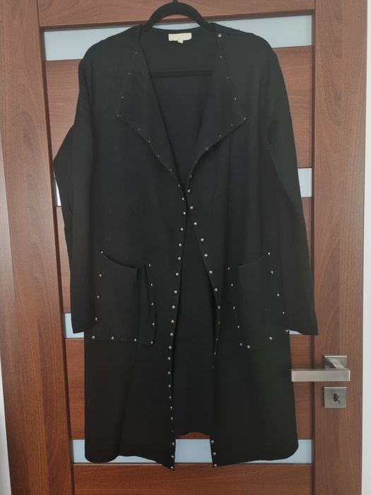 Sweter kardigan długi czarny ćwieki Bluoltre r. S/M