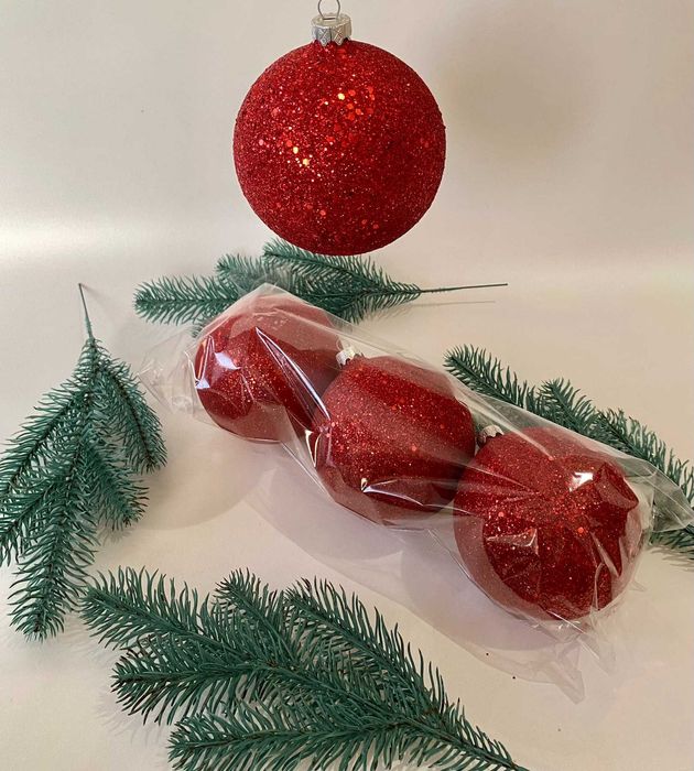 Кулька новорічна в глітері в ассортименті 3,5,6,8,10,15 см в діаметрі