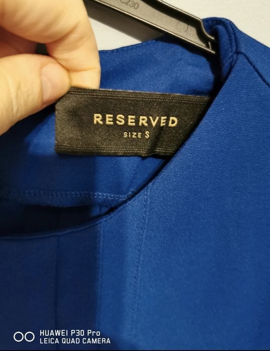 Reserved używana sukienka chabrowa s