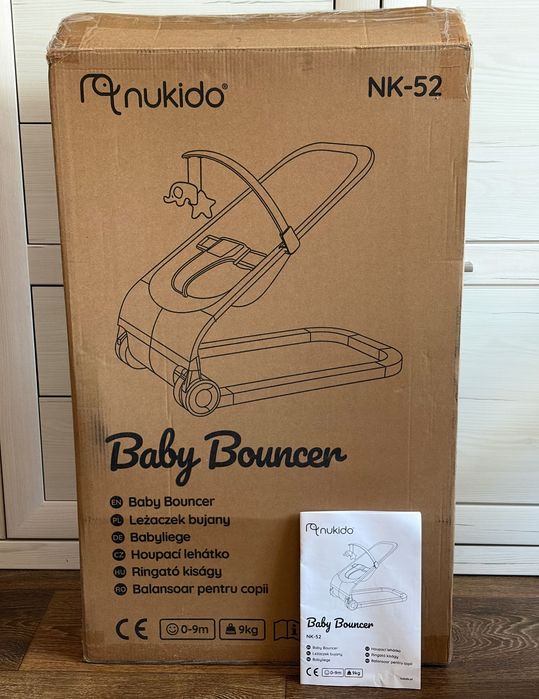 Колиска-гойдалка дитячий шезлонг з іграшками Nukido Baby Bouncer NK-52 сірий