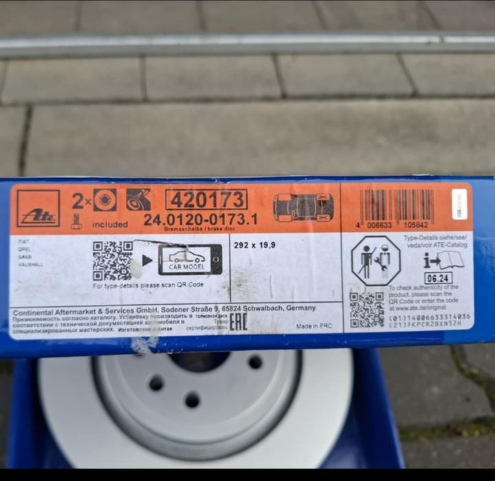 Tarcze hamulcowe  Ate wentylowane tylnie