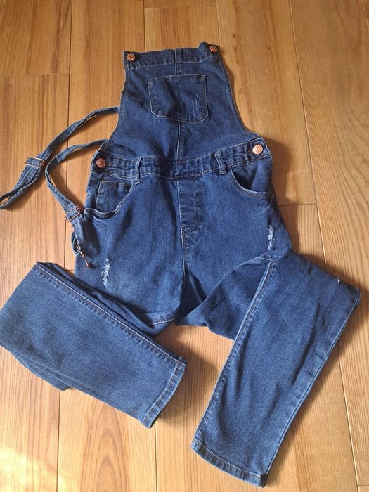 Spodnie jeans ogrodniczki dla nastolatki 158