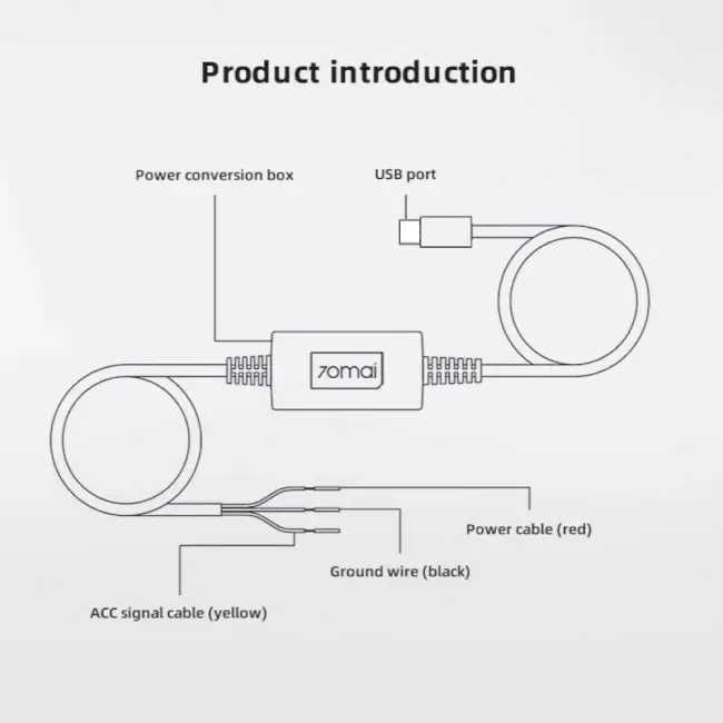 Кабель паркування для 70mai A810/A810S Hardwire Kit Midrive UP03 (Type-C)
