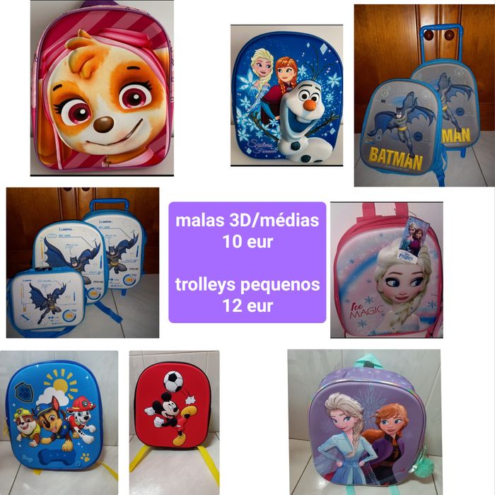 Mochilas e trolleys infantis novos pequenos e médios